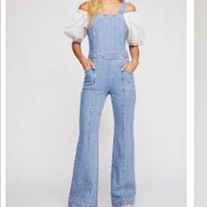 Free People Aurora Denim One Pce Jumpsuit Overalls